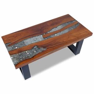 vidaXL Table basse Teck R&eacute;sine 100x50 cm