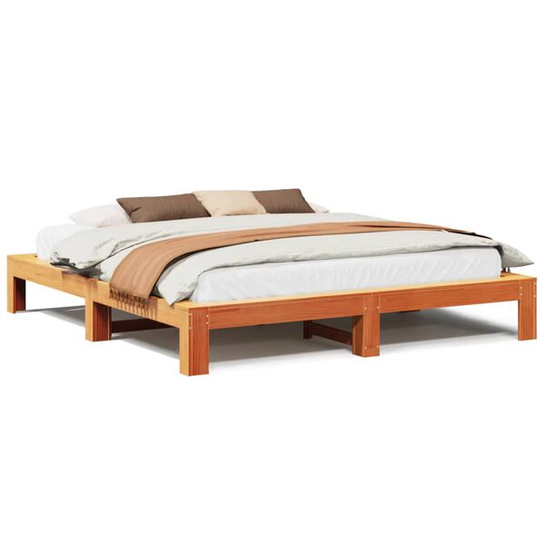 vidaXL Cadre de lit sans matelas cire marron 180x200cm bois pin massif
