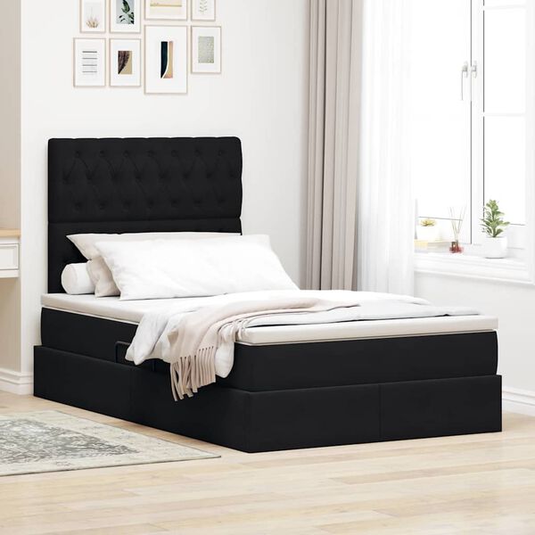 vidaXL Lit avec rangement et matelas Noir 120 x 190 cm Velours