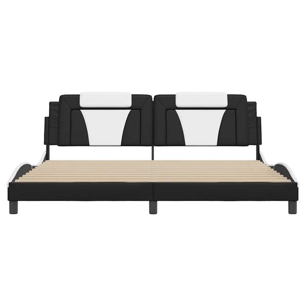 vidaXL Cadre de lit Viana sans matelas noir et blanc 200x200 cm similicuir
