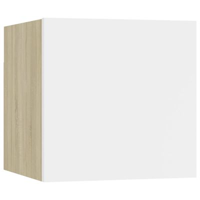 vidaXL Table de chevet Blanc et chêne sonoma 30,5x30x30 cm Aggloméré