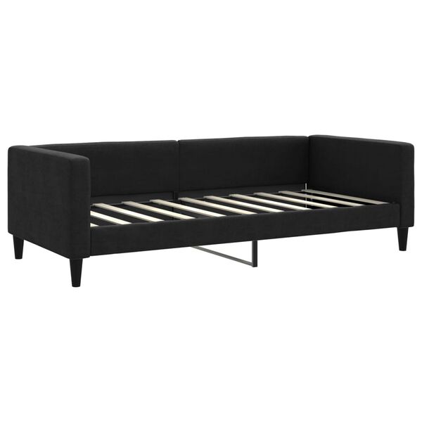 vidaXL Lit de jour avec gigogne et matelas noir 90x190 cm tissu