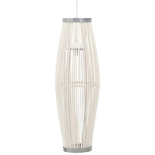 vidaXL Lampe suspendue Blanc Osier 40 W 25x62 cm Ovale E27