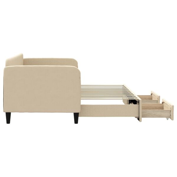 vidaXL Lit de jour avec gigogne et tiroirs sans matelas crème 80x200cm
