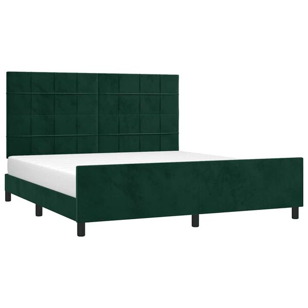 vidaXL Cadre de lit sans matelas vert fonc&eacute; 160x200 cm velours