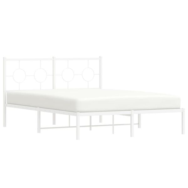vidaXL Cadre de lit m&eacute;tal sans matelas et t&ecirc;te de lit blanc 135x190 cm