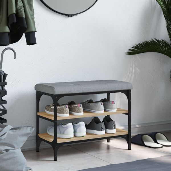 vidaXL Banc &agrave; chaussures ch&ecirc;ne sonoma 62x32x47 cm bois d'ing&eacute;nierie