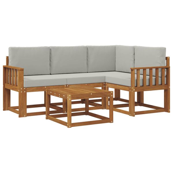 vidaXL Ensemble de canap&eacute;s d'ext&eacute;rieur 5 pcs Gris Naturel et Clair