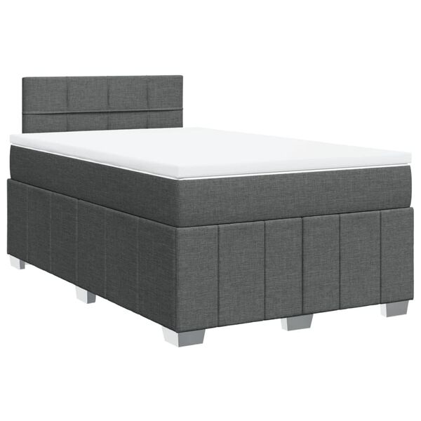 vidaXL Sommier &agrave; lattes de lit avec matelas gris fonc&eacute; 120x190cm tissu
