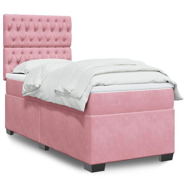 vidaXL Sommier &agrave; lattes de lit et matelas Rose 80x200 cm Velours