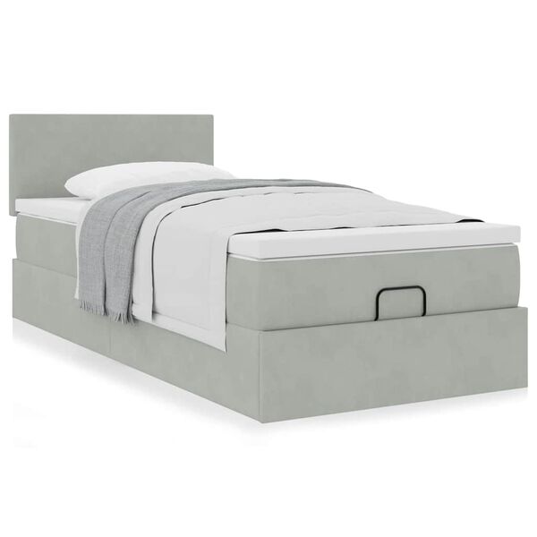 vidaXL Cadre de lit ottoman avec matelas gris clair 80x200 cm velours