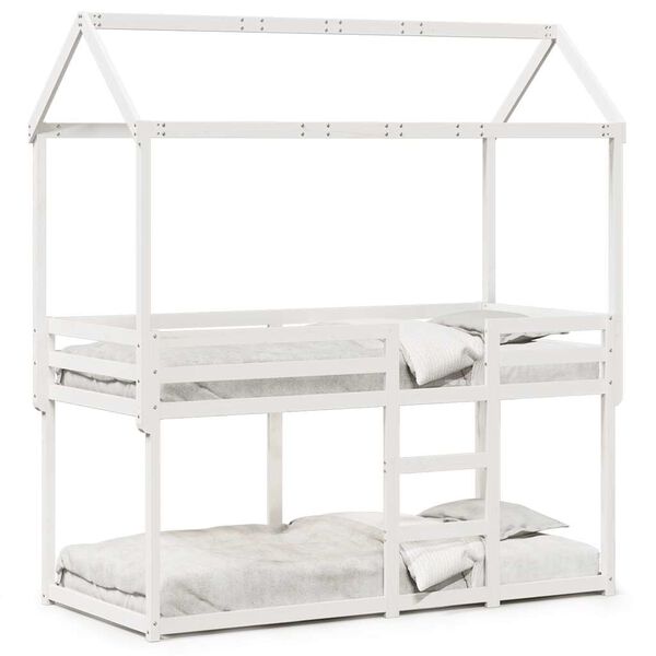vidaXL Lit superposé sans matelas blanc 90x200 cm bois de pin massif