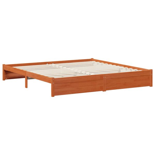 vidaXL Cadre de lit Cire marron 200 x 200 cm Bois de Pin Massif