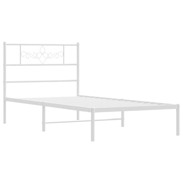 vidaXL Cadre de lit m&eacute;tal sans matelas et t&ecirc;te de lit blanc 107x203 cm
