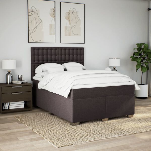 vidaXL Sommier à lattes de lit avec matelas Marron foncé 140x200 cm