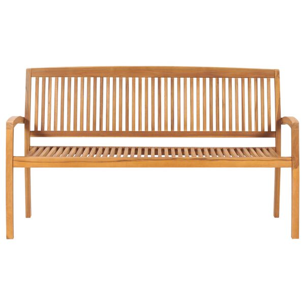 vidaXL Banc de jardin empilable et coussin 159 cm Bois de teck massif