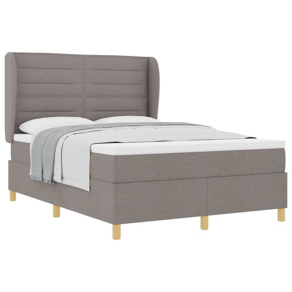 vidaXL Lit &agrave; ressorts avec matelas Taupe 190 x 140 cm tissu