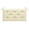 vidaXL Banc de jardin avec coussin blanc crème 112 cm Bois de teck