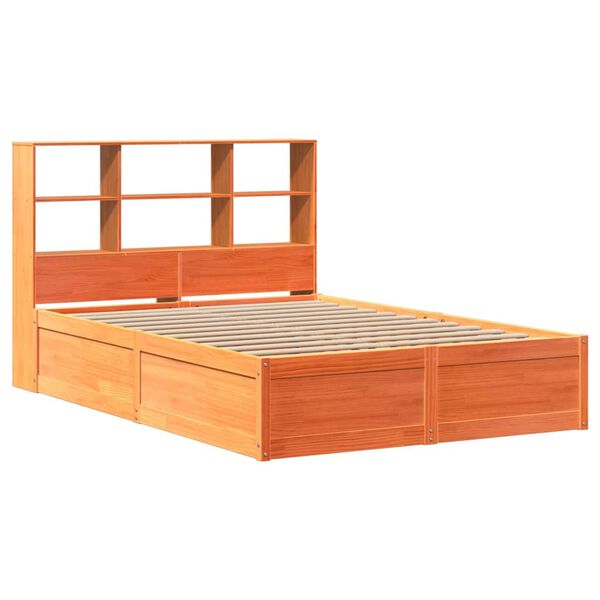 vidaXL Cadre de lit sans matelas cire marron 140x190cm bois pin massif
