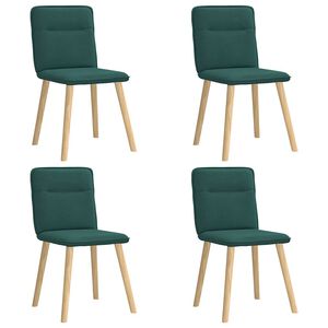 vidaXL Chaises &agrave; manger lot de 4 vert fonc&eacute; tissu