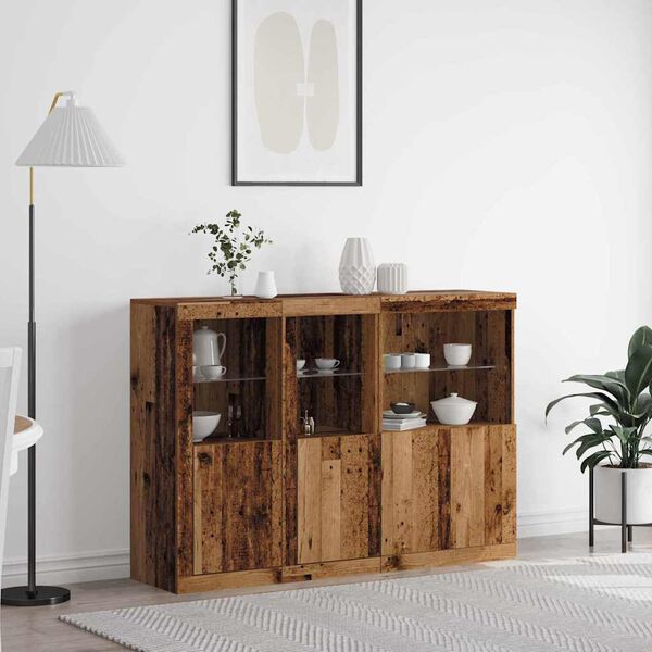 vidaXL Buffet LED Bois ancien 142,5 x 37 x 100 cm Bois d'ing&eacute;nierie