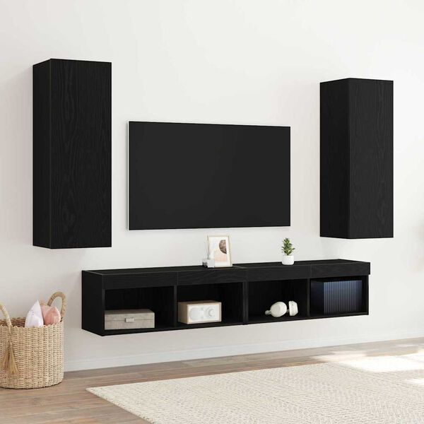 vidaXL Meuble TV mural 2 pcs Chêne noir 30,5 x 30 x 90 cm