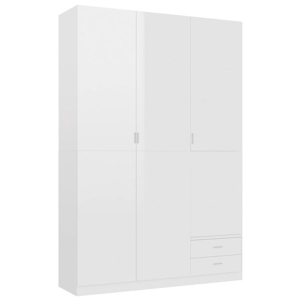 vidaXL Garde-robe &agrave; 3 portes Blanc brillant 120x50x180 cm Agglom&eacute;r&eacute;