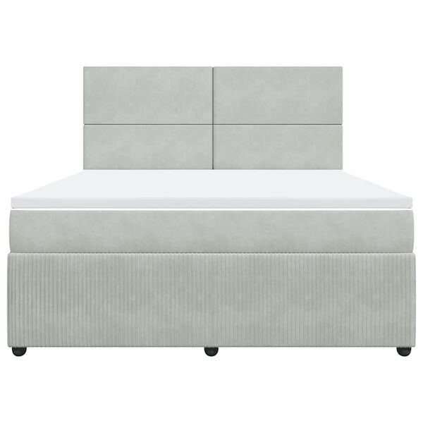 vidaXL Sommier &agrave; lattes de lit et matelas Gris clair 180x200cm Velours