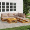 vidaXL Salon de jardin 6 pcs avec coussins taupe bois massif
