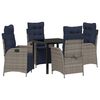 vidaXL Ensemble de salle &agrave; manger pour jardin 5 pc Gris et Noir Rotin