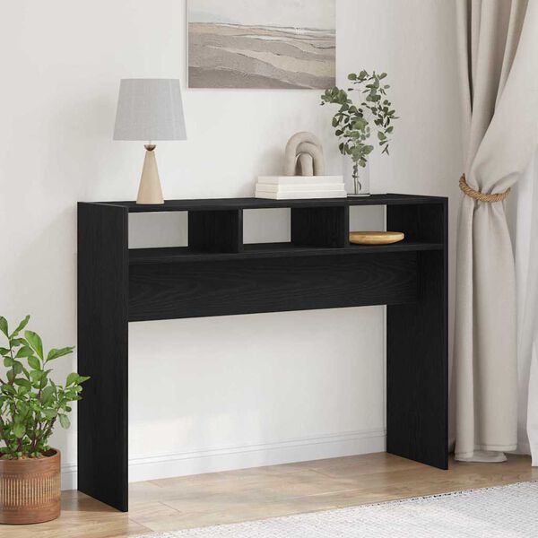 vidaXL Table console Ch&ecirc;ne noir 105 x 30 x 80 cm Bois d'ing&eacute;nierie