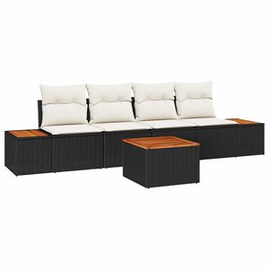 vidaXL Ensemble de canap&eacute; de jardin 5 pc Noir Poly rotin