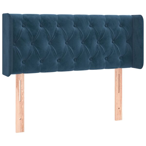 vidaXL T&ecirc;te de lit avec oreilles Bleu fonc&eacute; 93x16x78/88 cm Velours