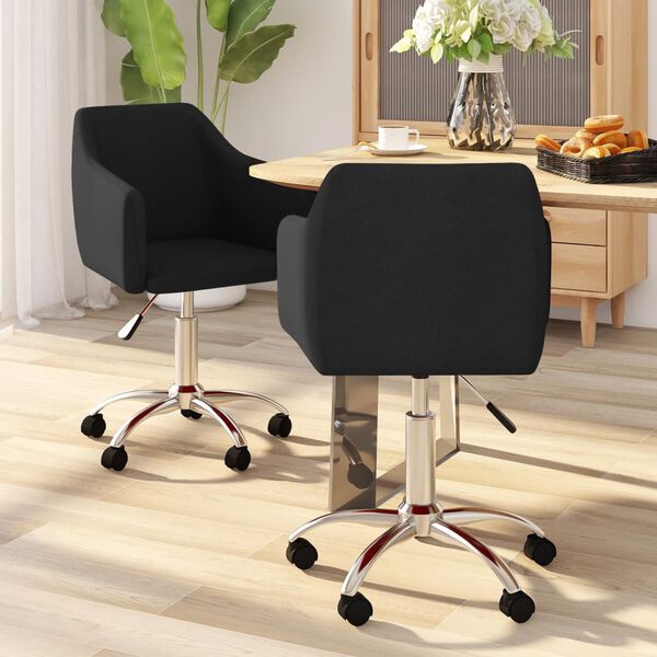 vidaXL Chaises pivotantes &agrave; manger lot de 2 Noir Tissu