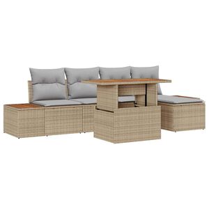 vidaXL Ensemble de canap&eacute; de jardin 6 pc Beige et gris