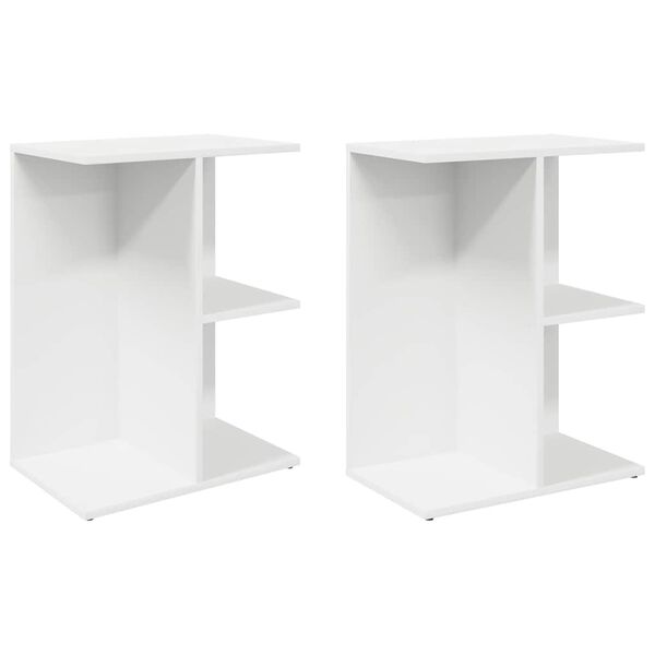 vidaXL Tables de chevet 2 pcs blanc 46,5x29x61 cm bois d&rsquo;ing&eacute;nierie