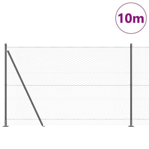 vidaXL Poteau de cl&ocirc;ture. Gris 10 x 1,5 m (treillis de 36 mm)