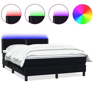 vidaXL Sommier &agrave; lattes de lit avec matelas et LED noir 160x210 cm velours