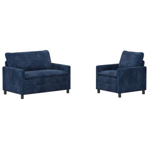 vidaXL Ensemble de Canap&eacute;s 2 pc Bleu marine Polyester