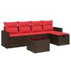 vidaXL Ensemble de canap&eacute; de jardin 5 pcs avec coussins marron r&eacute;sine tress&eacute;e