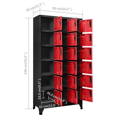 vidaXL Armoire à casiers Anthracite et rouge 90x40x180 cm Acier