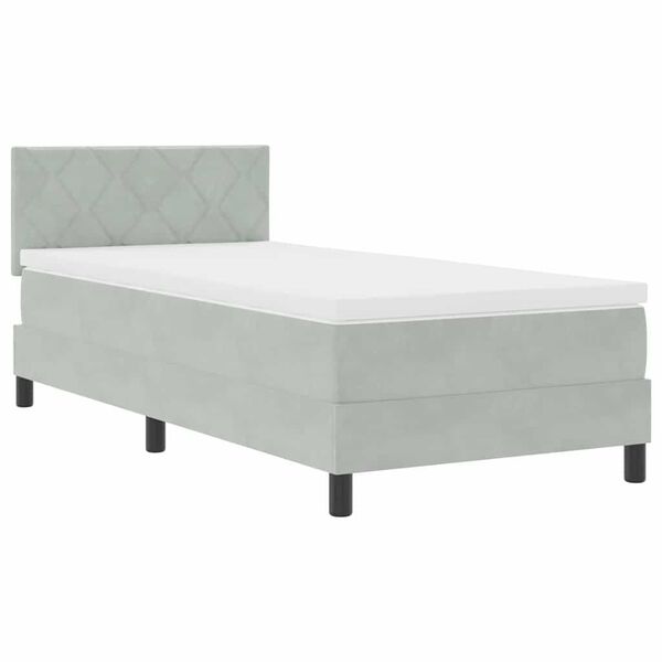 vidaXL Lit &agrave; ressorts avec matelas Gris clair 90 x 190 cm Velours