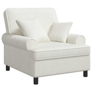 vidaXL Fauteuil XL avec coussins Cr&egrave;me Tissu &agrave; 1,5 lignes