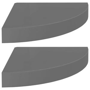 vidaXL &Eacute;tag&egrave;res d'angle flottantes 2pcs gris brillant 25x25x3,8cm MDF