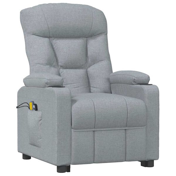 vidaXL Fauteuil de massage inclinable Gris clair Tissu