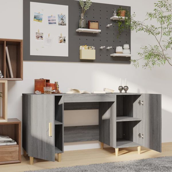 vidaXL Bureau Sonoma gris 140x50x75 cm Bois d'ing&eacute;nierie