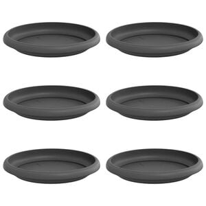 vidaXL Plateau &agrave; fleurs rond 6 pcs Noir &Oslash; 14 x 2 cm Plastique