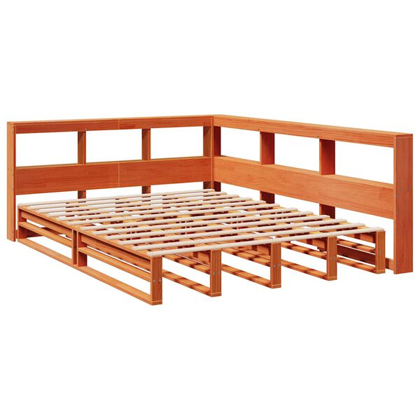 vidaXL Lit biblioth&egrave;que sans matelas cire marron 135x190 cm pin massif