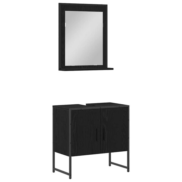 vidaXL Ensemble de mobilier de salle de bain Montage mural 2 pcs Noir