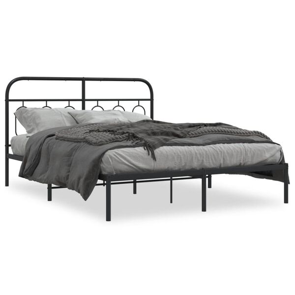 vidaXL Cadre de lit métal sans matelas avec tête de lit noir 140x190cm